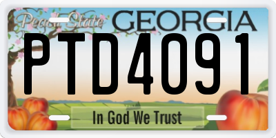 GA license plate PTD4091