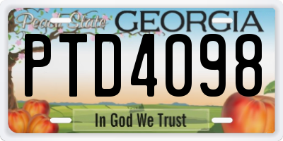 GA license plate PTD4098