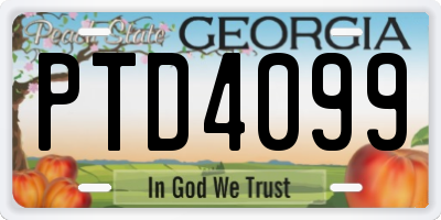GA license plate PTD4099