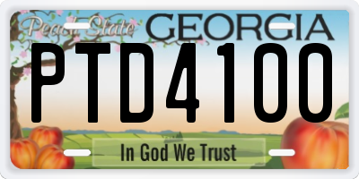 GA license plate PTD4100
