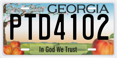 GA license plate PTD4102