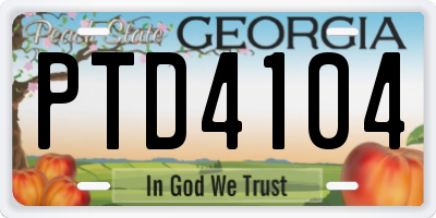 GA license plate PTD4104