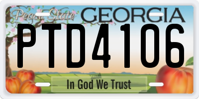 GA license plate PTD4106