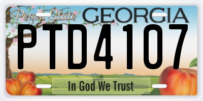 GA license plate PTD4107