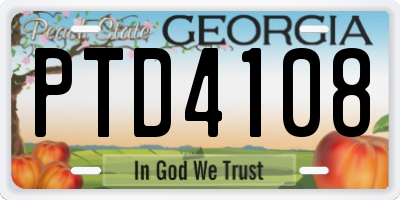 GA license plate PTD4108