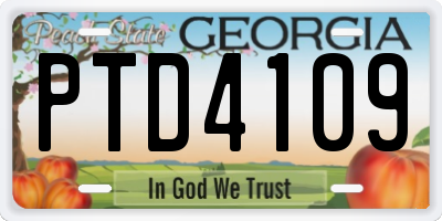 GA license plate PTD4109