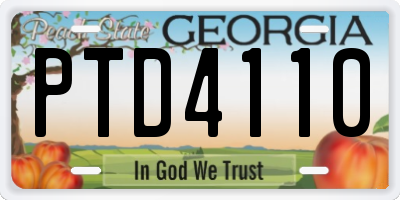 GA license plate PTD4110