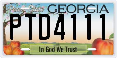 GA license plate PTD4111