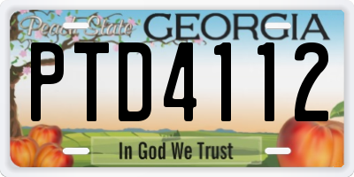 GA license plate PTD4112
