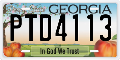 GA license plate PTD4113