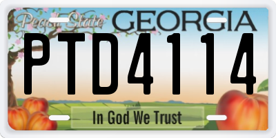 GA license plate PTD4114