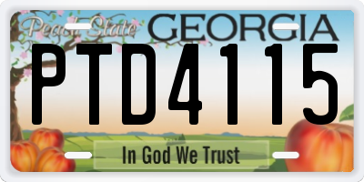 GA license plate PTD4115