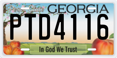 GA license plate PTD4116