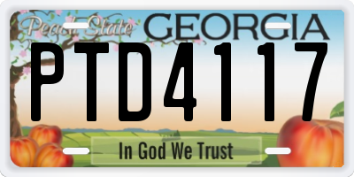 GA license plate PTD4117
