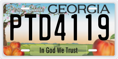 GA license plate PTD4119