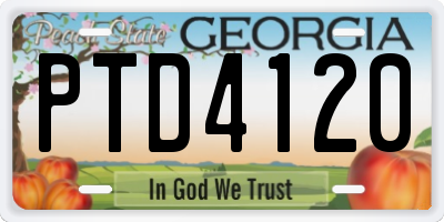 GA license plate PTD4120