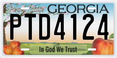GA license plate PTD4124
