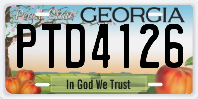GA license plate PTD4126