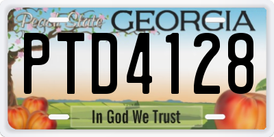 GA license plate PTD4128