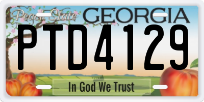 GA license plate PTD4129