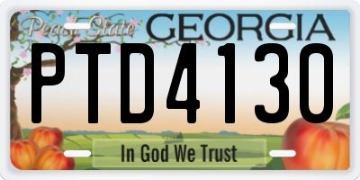 GA license plate PTD4130
