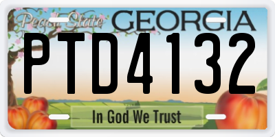 GA license plate PTD4132