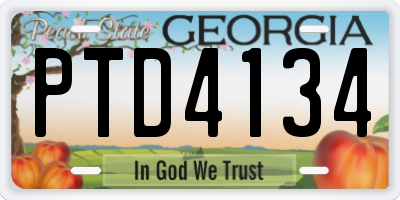 GA license plate PTD4134