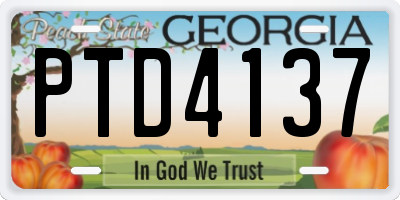 GA license plate PTD4137