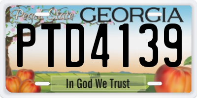 GA license plate PTD4139