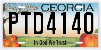 GA license plate PTD4140