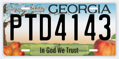 GA license plate PTD4143
