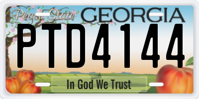 GA license plate PTD4144
