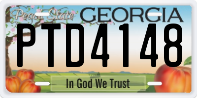 GA license plate PTD4148