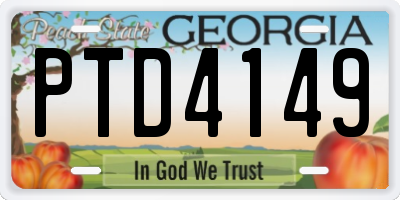 GA license plate PTD4149