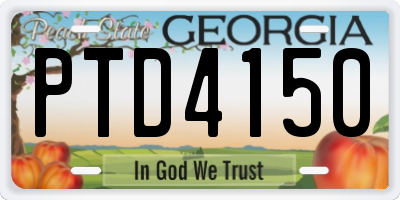 GA license plate PTD4150