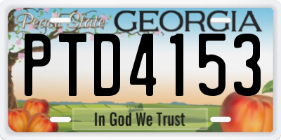 GA license plate PTD4153