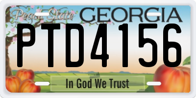 GA license plate PTD4156