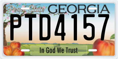 GA license plate PTD4157