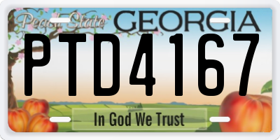 GA license plate PTD4167