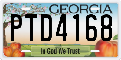 GA license plate PTD4168