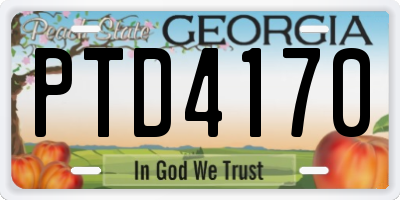 GA license plate PTD4170