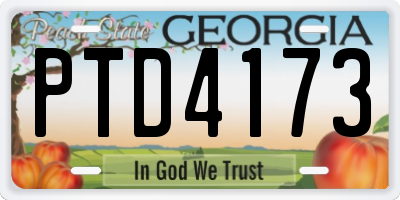 GA license plate PTD4173