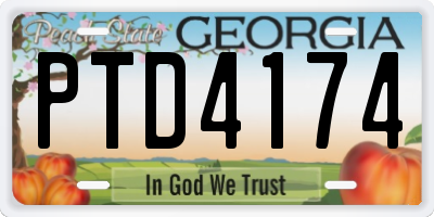 GA license plate PTD4174