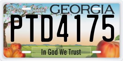 GA license plate PTD4175