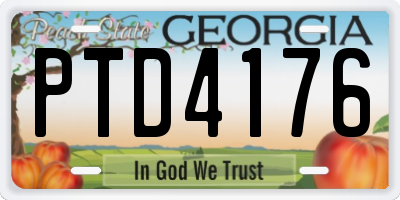 GA license plate PTD4176