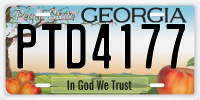 GA license plate PTD4177