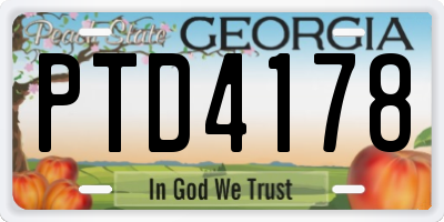 GA license plate PTD4178