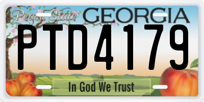 GA license plate PTD4179