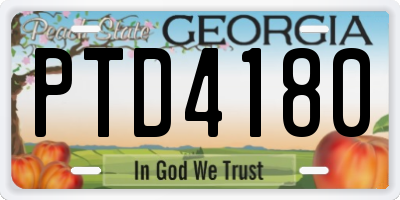 GA license plate PTD4180