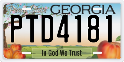 GA license plate PTD4181
